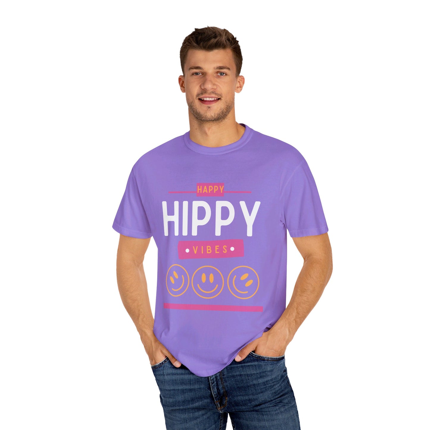 Happy Hippy Vibes Unisex Garment-Dyed T-shirt