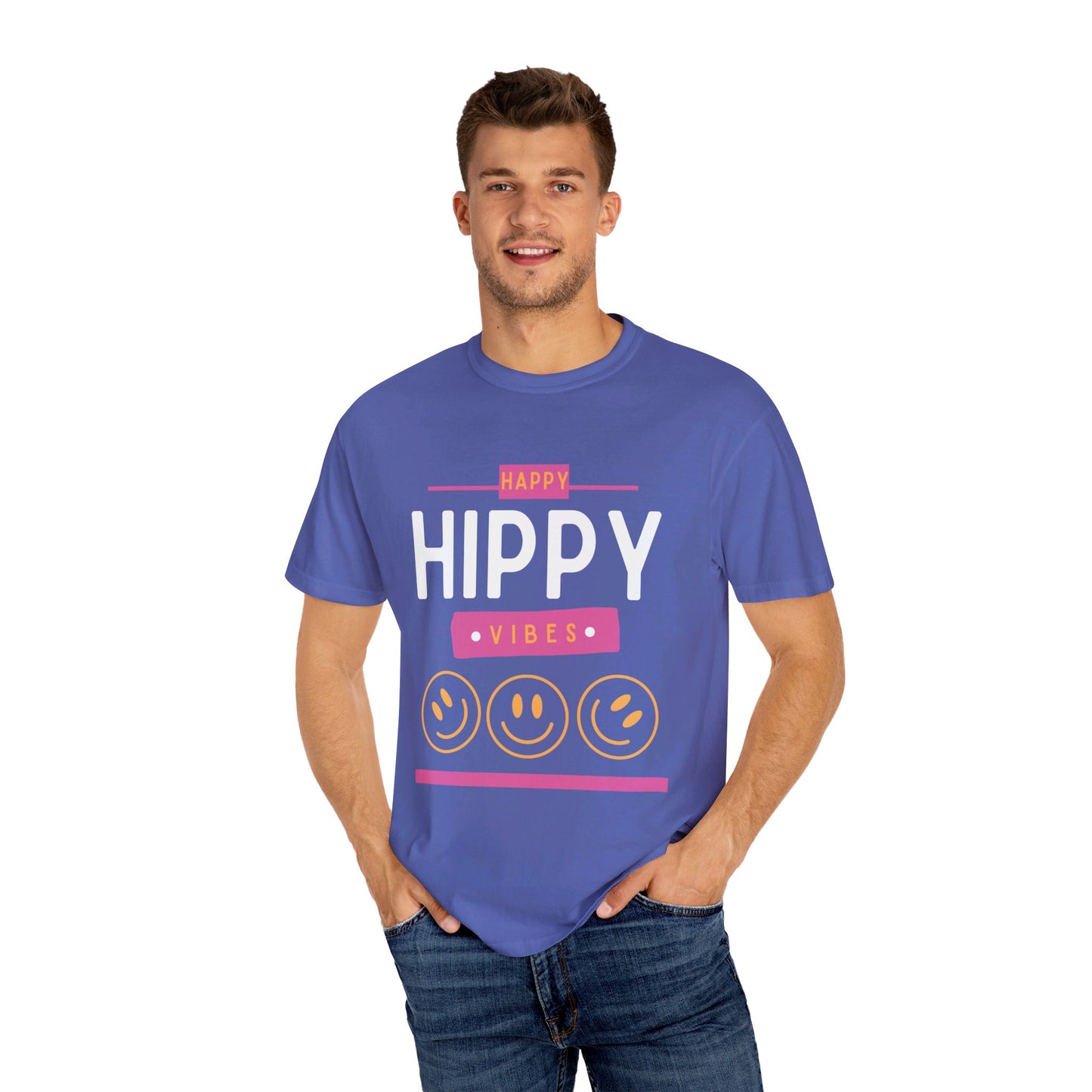 Happy Hippy Vibes Unisex Garment-Dyed T-shirt