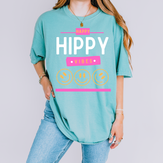 Happy Hippy Vibes Unisex Garment-Dyed T-shirt